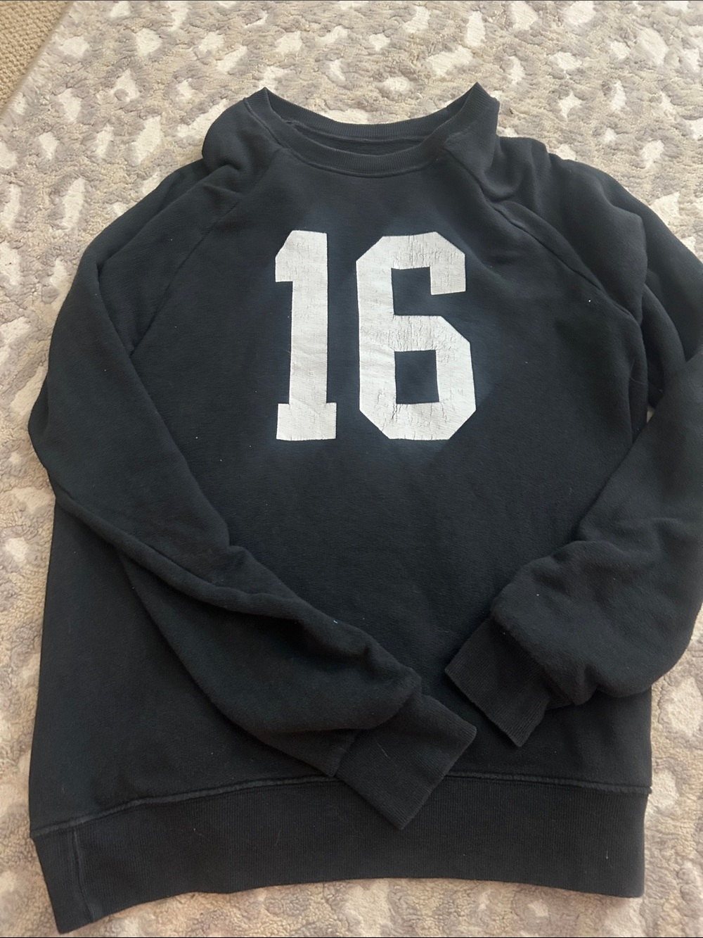 Brandy Melville Black Crewneck Sweatshirt with White 16 Print